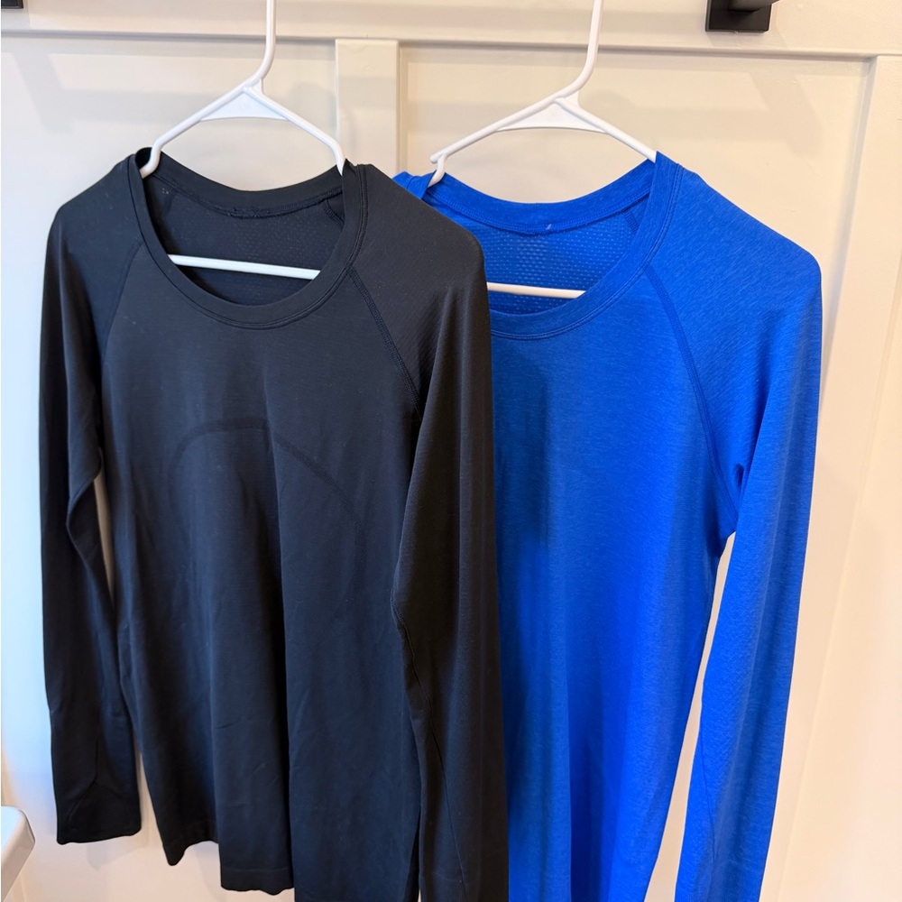 lululemon athletica Black & Blue Long Sleeve swiftly tech tops - regular length